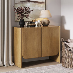 Mid Century Modern Arch Storage Cabinet Light Brown