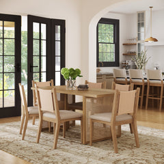 Rattan Boho Dining Table with Seagrass Chairs Set of 6