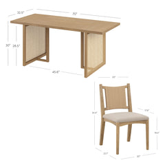 Rattan Boho Dining Table with Seagrass Chairs Set of 4