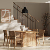 Dining Set 4 Chairs Brown Wood & Faux Suede