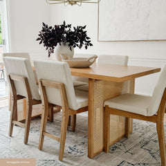 Bohemian Natural Wood & Rattan Dining Table