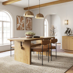 Mid-Century Dining Set Light Brown (4 Chairs)