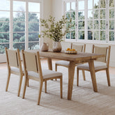 Bohemian Wooden Dining Table Set (4 Chairs)