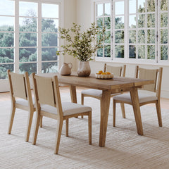 Bohemian Wooden Dining Table Set (4 Chairs)