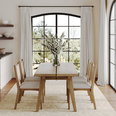 Bohemian Wooden Dining Table Set (4 Chairs)