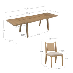 Bohemian Wooden Dining Table Set (8 Chairs)