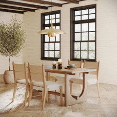 Mid-Century Seagrass Dining Table Set (4 Chairs)