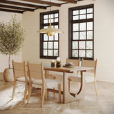 Mid-Century Seagrass Dining Table Set (4 Chairs)