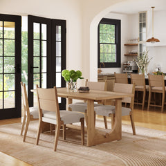 Mid-Century Seagrass Dining Table Set (4 Chairs)