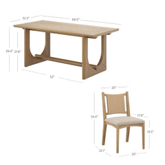 Mid-Century Flax Dining Table Set (4 Chairs)