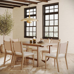 Mid-Century Flax Dining Table Set (6 Chairs)