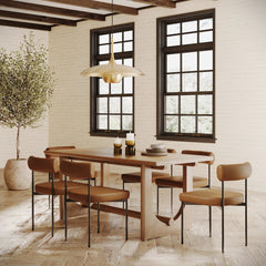 Mid-Century Faux Leather Dining Room Set (6 Chairs)