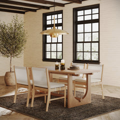 Mid-Century Wood Dining Table for 6 Light Brown