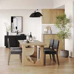Mid-Century Wood Dining Table for 6 Light Brown