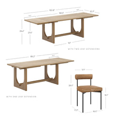 Extendable Mid-Century Faux Leather Dining Table Set (4 Chairs)