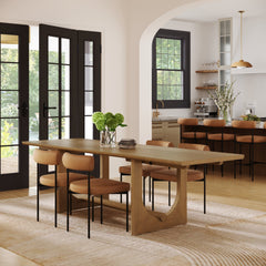 Extendable Mid-Century Faux Leather Dining Table Set (4 Chairs)