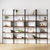 5-Shelf Ladder Wall Bookshelves Nutmeg (Set of 4)