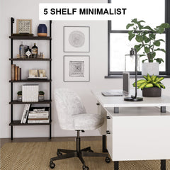 5-Shelf Ladder Wall Bookshelves Nutmeg (Set of 3)