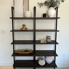 5-Shelf Ladder Bookshelf Nutmeg Matte Black