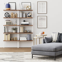 5-Shelf Ladder Bookshelf Oak Matte White