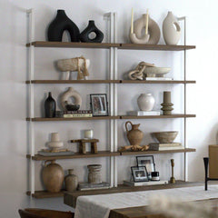 Ladder Bookshelf Oak Matte White Set of 2