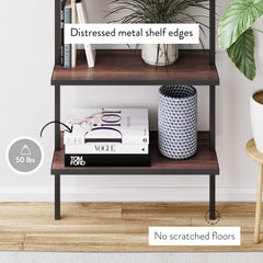 5-Shelf Bookshelf Walnut Matte Black (Set of 2)