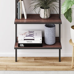 5-Shelf Bookshelf Walnut Matte Black (Set of 3)