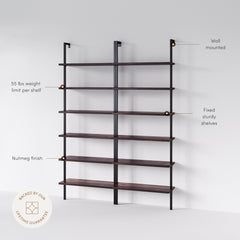 6-Shelf Bookcase Nutmeg Matte Black (Set of 2)