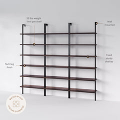 6-Shelf Bookcase Nutmeg Matte Black (Set of 3)