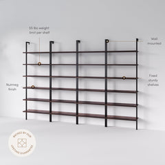 6-Shelf Bookcase Nutmeg Matte Black (Set of 4)