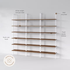 6-Shelf Bookcase Oak Matte White (Set of 3)