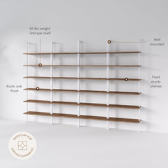 6-Shelf Bookcase Oak Matte White (Set of 4)