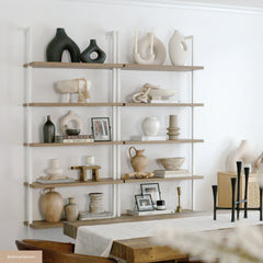 6-Shelf Bookcase Oak Matte White (Set of 3)