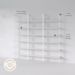 6-Shelf Ladder Bookshelf White (Set of 3)