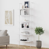 6-Shelf Ladder Bookshelf White