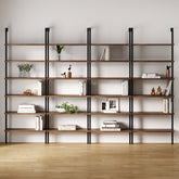 6-Shelf Bookcase Oak Matte Black (Set of 4)