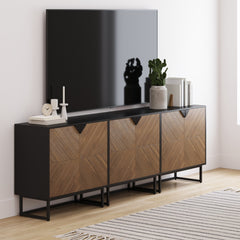Brushed Fir Kitchen Cabinet Credenza (Set of 3)