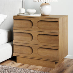 Mid-Century 3-Drawer Dresser Light Brown
