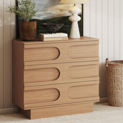 Mid-Century 3-Drawer Arched Dresser Raw Oak