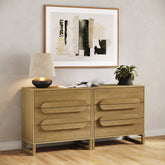 Modern Solid Wood 3-Drawer Dresser with Integrated Handles (Set of 2)