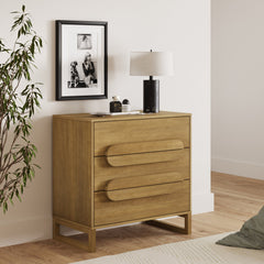 Modern 3-Drawer Solid Wood Dresser with Integrated Handles