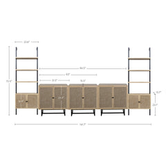 Boho Rattan Entertainment Center (3 Cabinets)