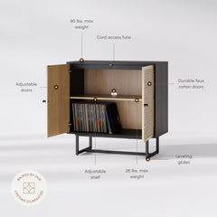 Boho Rattan Entertainment Center with Bookshelves