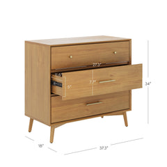 Mid-Century Modern Acacia 3 Drawer Dresser