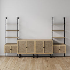Boho Rattan Entertainment Center Light Oak