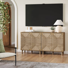 Seagrass Storage Cabinet Credenza Brown (Set of 2)