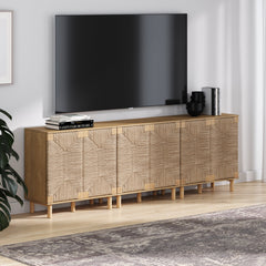 Seagrass Storage Cabinet Credenza Brown (Set of 3)