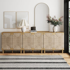 Seagrass Storage Cabinet Credenza Brown (Set of 3)