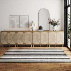 Large Seagrass Storage Cabinet Credenza Brown (Set of 4)