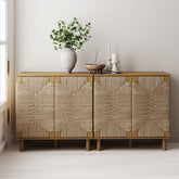 Seagrass Storage Cabinet Credenza Brown (Set of 2)